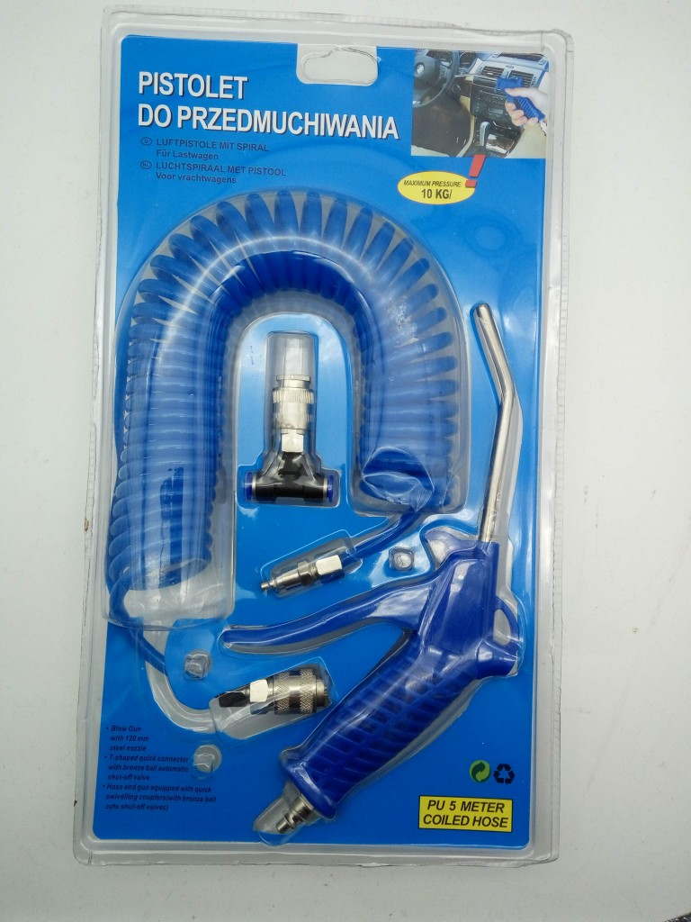 PU air spiral hose air brake coil with air duster gun