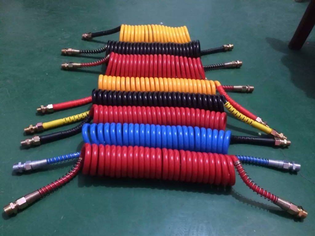 PU brake air hose,air coiled hose NPT Connector
